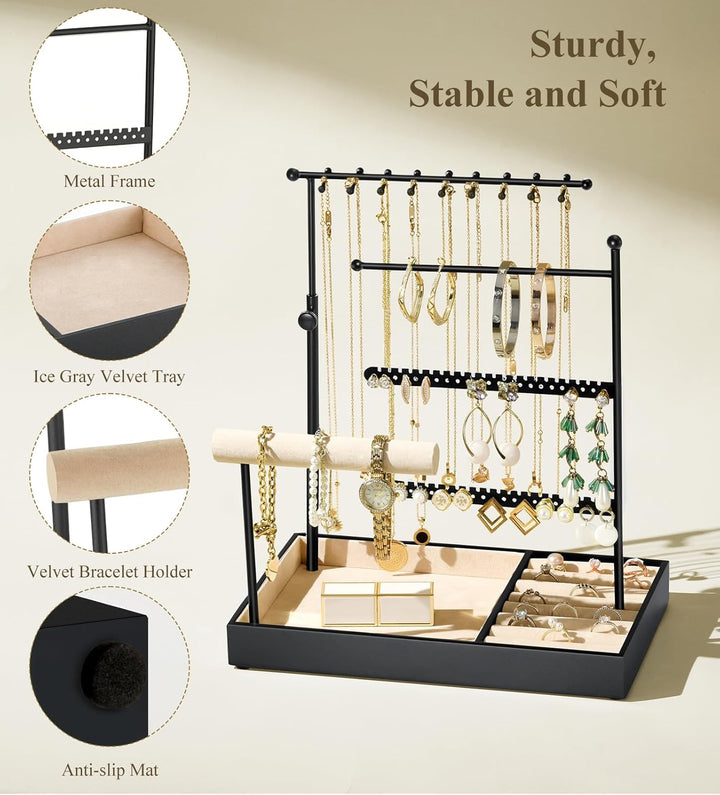 Emibele Schmuck-Halter, Schmuck Organizer Stand Halsketten Ohrringe Armband Halter, 5-Stöckiger Schm