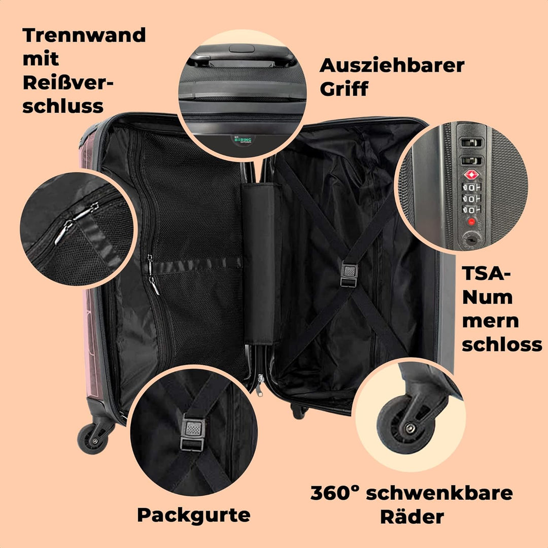 NoBoringSuitcases.com® Kinderkoffer Mädchen - Reisekoffer Kinder, Kabinentrolley, Leichtgewicht, 4 R