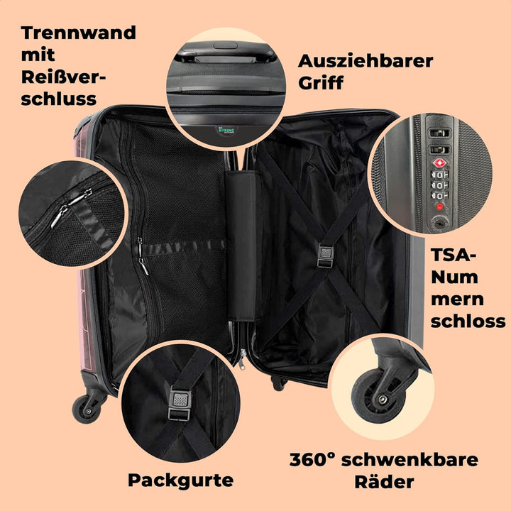 NoBoringSuitcases.com® Kinderkoffer Mädchen - Reisekoffer Kinder, Kabinentrolley, Leichtgewicht, 4 R