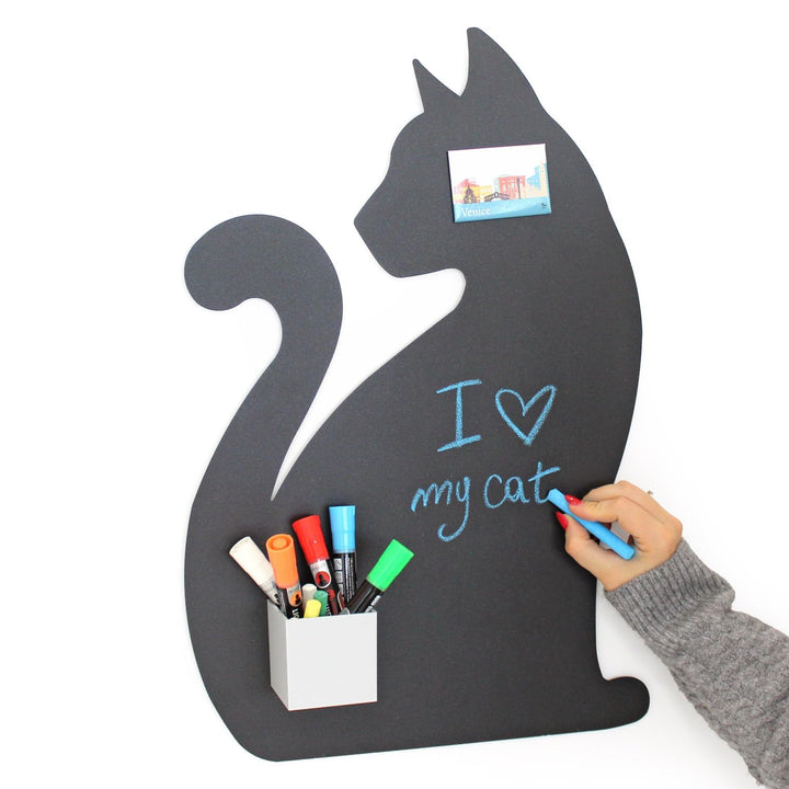 KalaMitica Katze 2 Design magnetische Kreidetafel aus Stahl, Anthrazit, 56x38x0,12cm, Katze 2