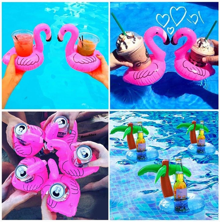 12 Stück Aufblasbare Getränkehalter PVC Aufblasbare Untersetzer Schwimmender Getränkehalter Flamingo