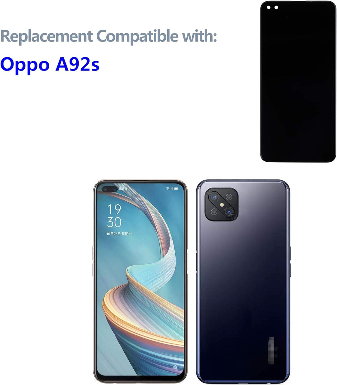 swark LCD Display Kompatibel mit Oppo Reno 4Z 5G CPH2065 (Schwarz Ohne Rahmen) Touchscreen + Tools