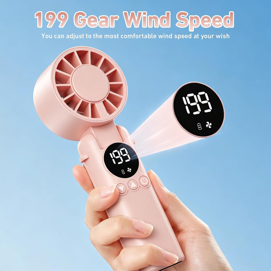 AILBTON Handventilator klein &amp; stark, 6000mAh Akku, 1-199 Stufen, Tragbarer Nackenventilator mit Ban