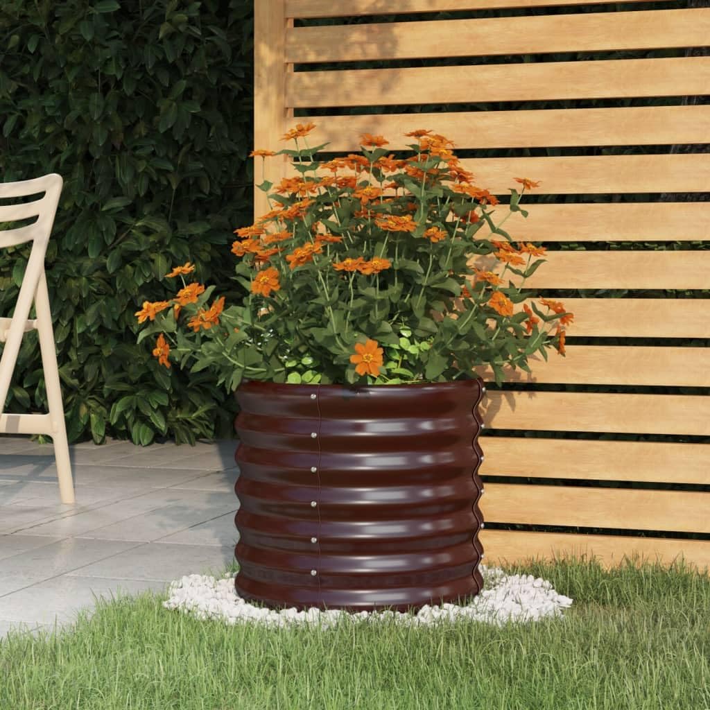 homiuse Pflanzkübel Pulverbeschichteter Stahl 40x40x36 cm Braun Hochbeet Metall PflanzküBel Hochbeet