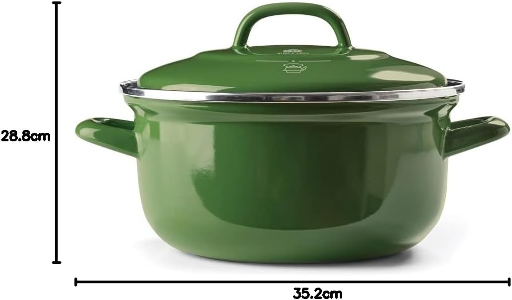 BK Indigo Holländisches Erbe Runde Deutsche Emaillierte Kasserolle mit Deckel mit PFAS-Freier Kerami