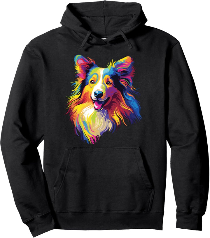 Wasserfarben Farbenfroher Collie Hunde Pullover Hoodie