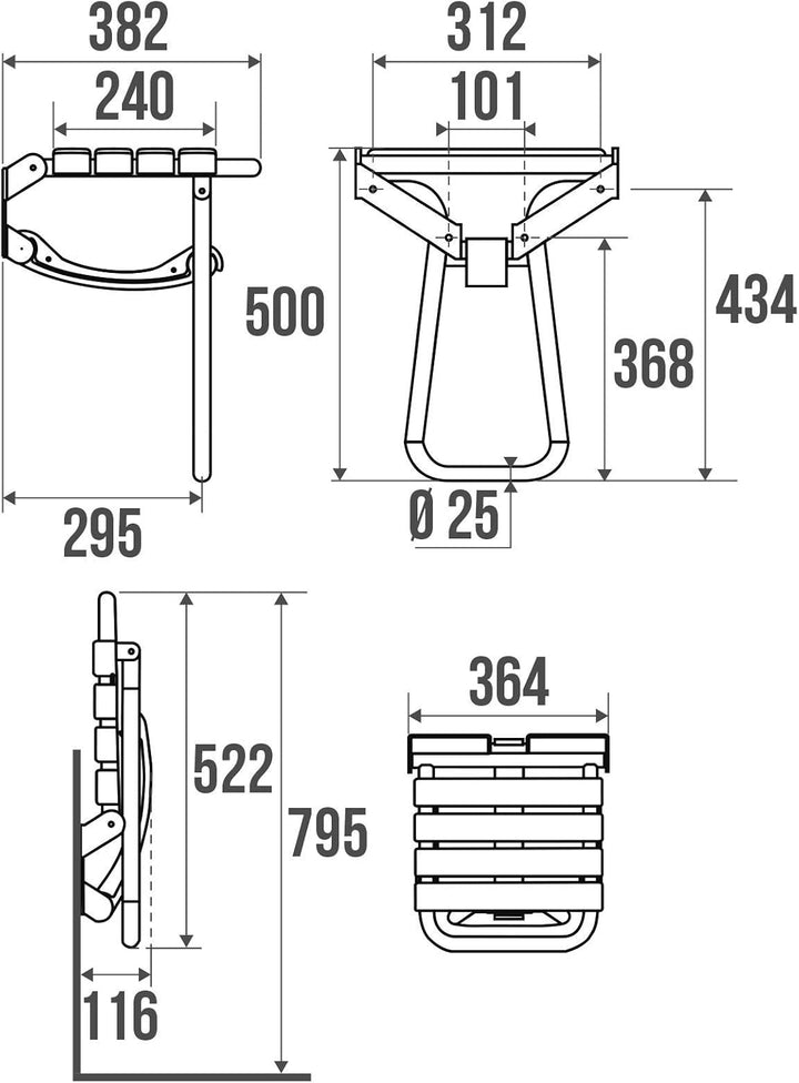 godonnier 134700-fold Down Dusche Sitz mit Epoxid Harz, Weiss