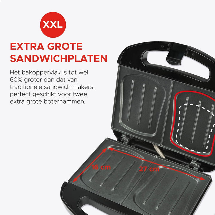 Bourgini Sandwich Maker XXL - Toaster - Schwarz