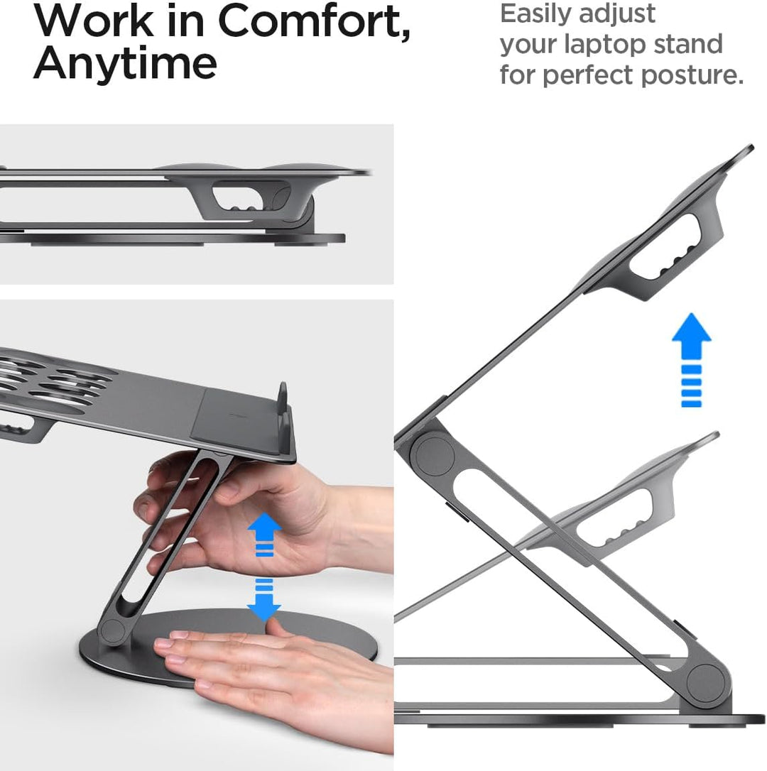 Spigen Laptop-Ständer, Höhenverstellbar & rutschfeste Silikonauflagen【inkl. 4X Klett-Kabelbinder, Ka