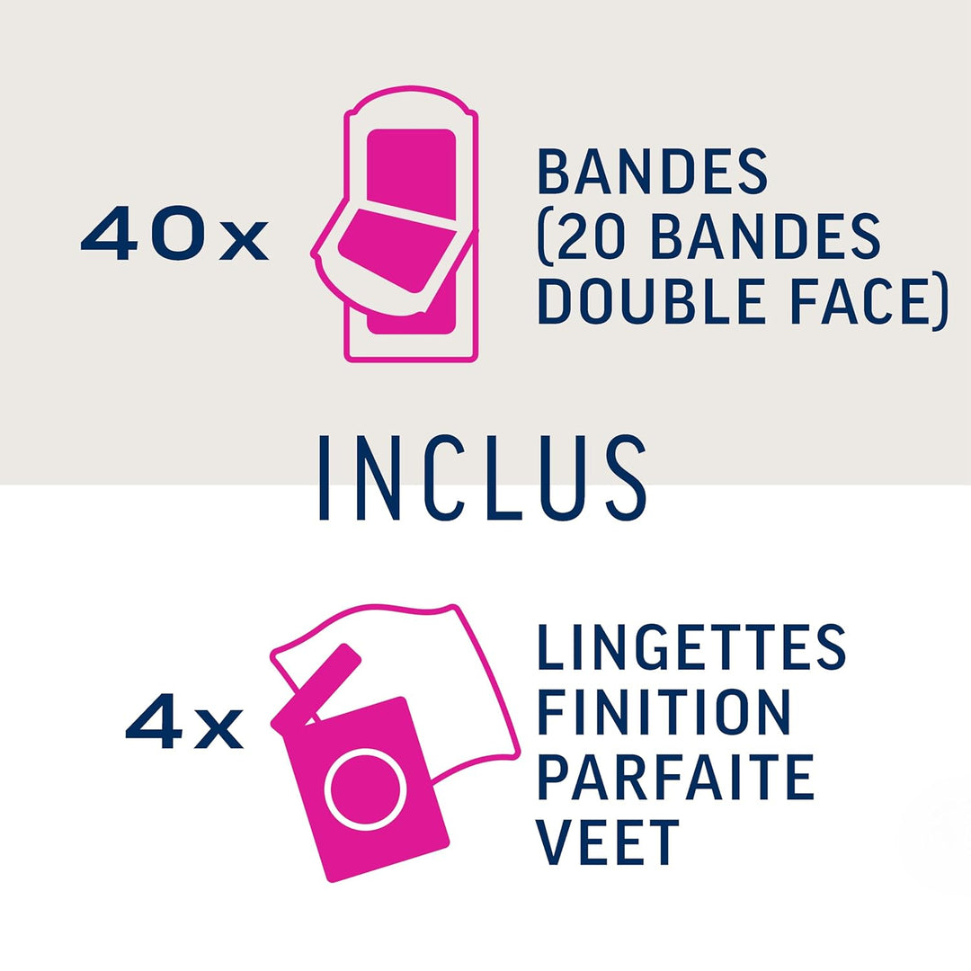 Veet Pure – 40 Kaltwachsstreifen für Körper und Beine – empfindliche Haut – empfohlen von Dermatolog