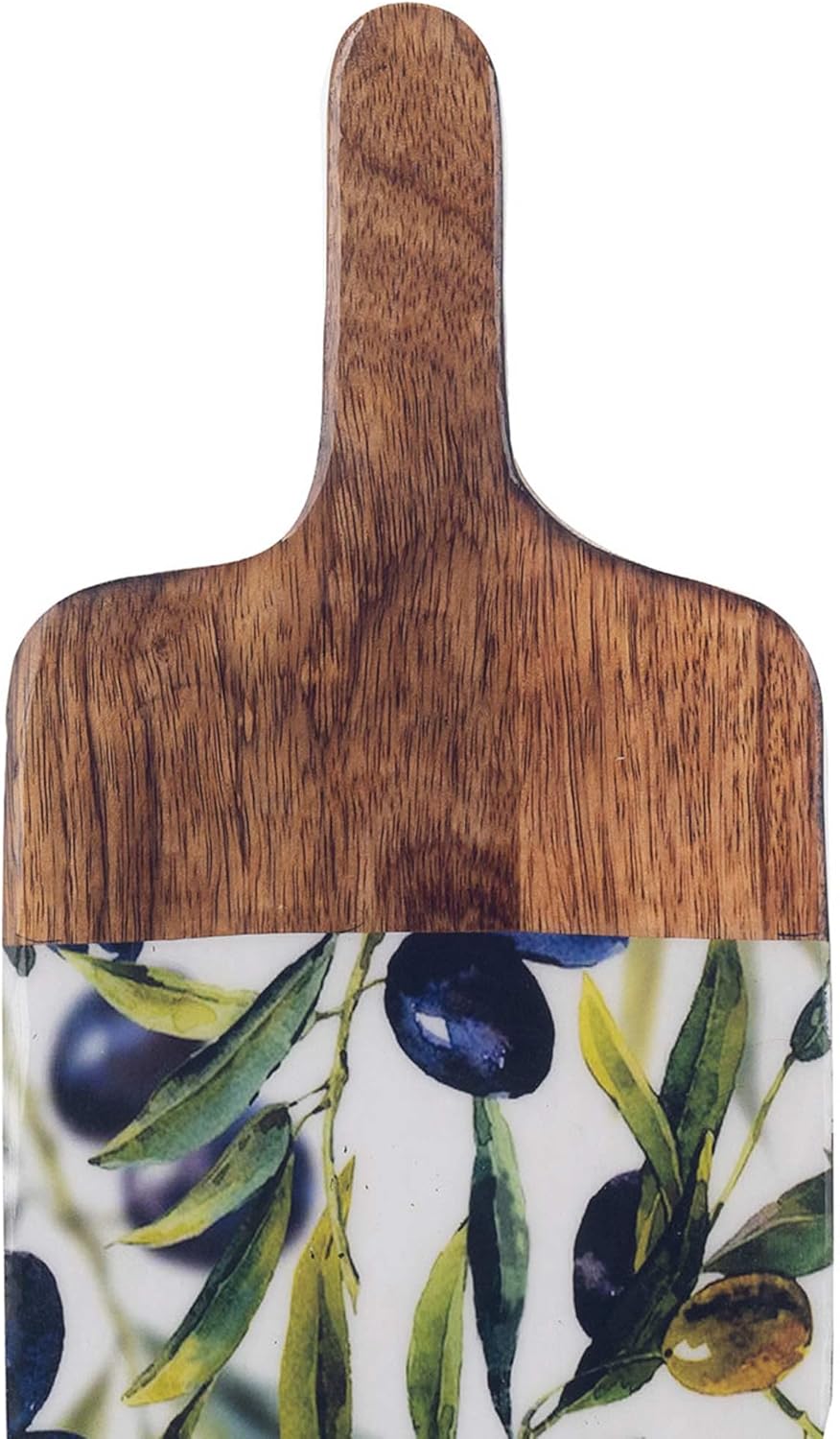 Servierbrett, Mangoholz und Oliven, L 30 cm.