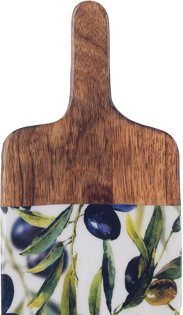 Servierbrett, Mangoholz und Oliven, L 30 cm.