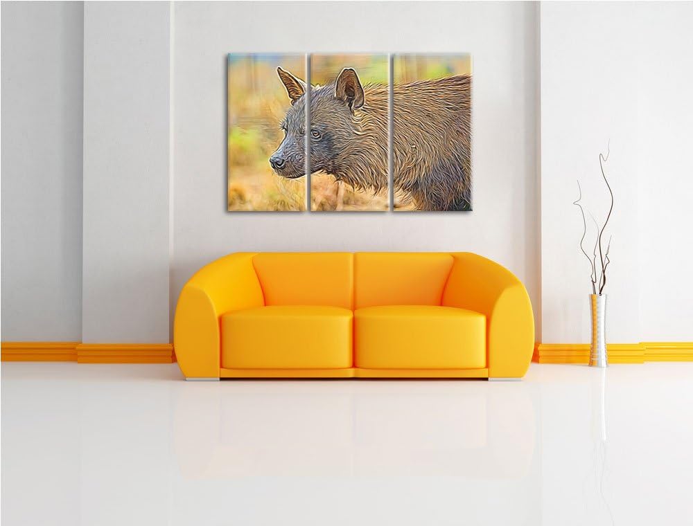 anmutige Hyäne im Wildgras Spezial 3-Teiler Leinwandbild 120x80 Bild auf Leinwand, XXL riesige Bilde