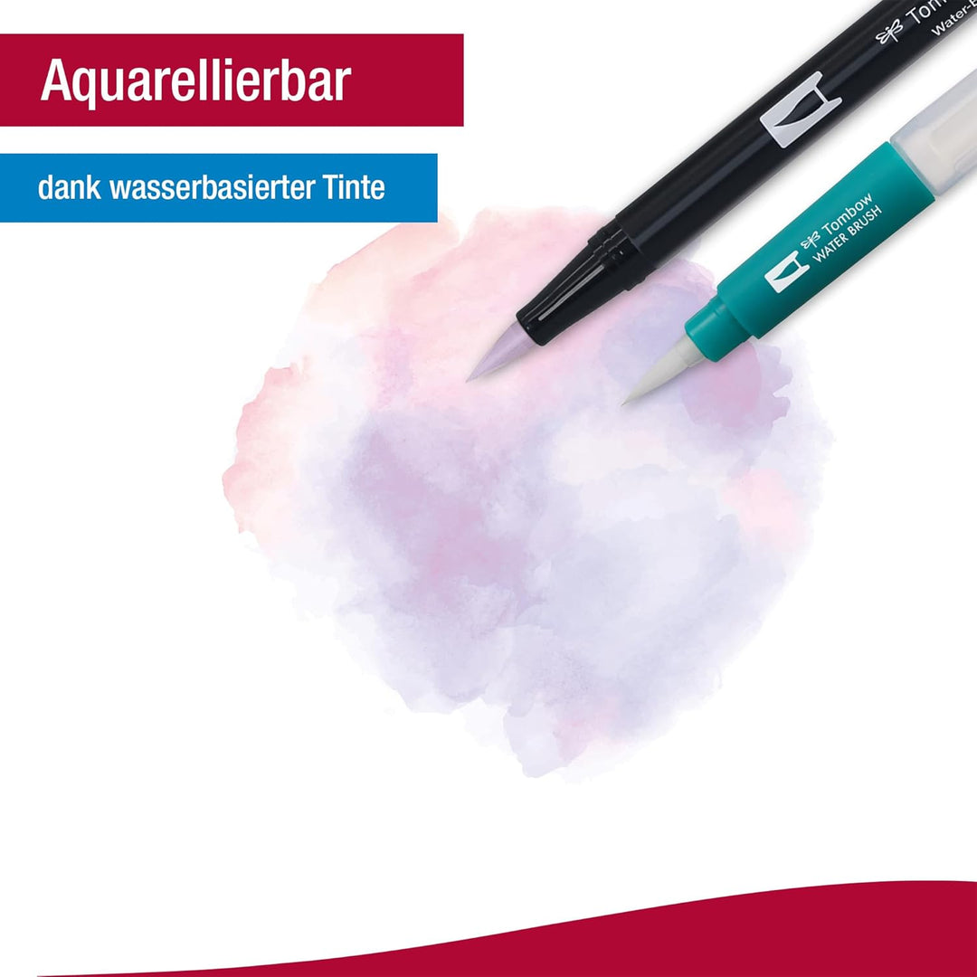 Tombow Fasermaler Dual Brush Pen mit zwei Spitzen 12er Set, primärfarben Single, Single