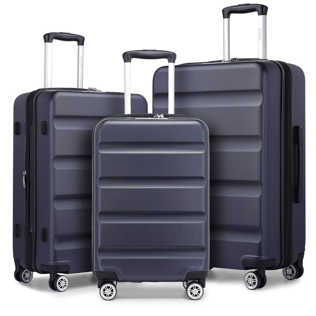 KONO Koffer Trolley Kofferset 3 Teilig Erweiterbarer Leichte Hartschalenkoffer aus ABS+PC Reisekoffe