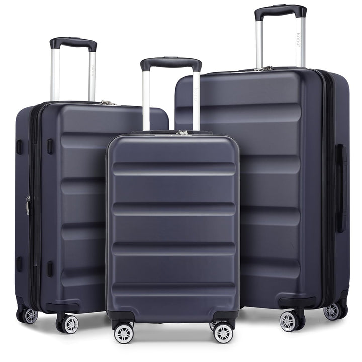 KONO Koffer Trolley Kofferset 3 Teilig Erweiterbarer Leichte Hartschalenkoffer aus ABS+PC Reisekoffe