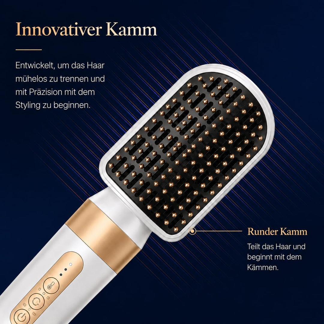 Airstyler 7-in-1 Lockenstab, Golden Goods Hairstyler Set mit Warmluftbürste, Glättbürste, Haartrockn