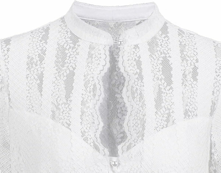 Dirndlbluse Damen Trachtenbluse Creme Dirndl Bluse für Bavarian Oktoberfest 34 Creme-37, 34 Creme-37