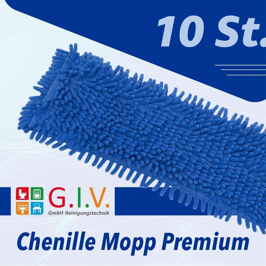 Chenillemopp Basic Wischbezug blau, 50cm - Ersatzbezug für Bodenwischer - Wischmopp Bezug für alle g