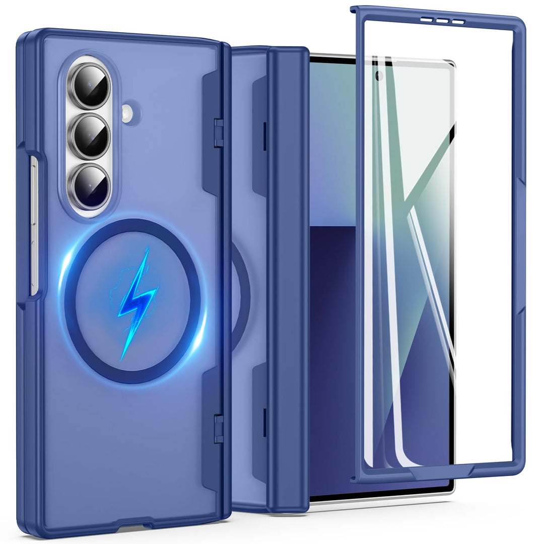 für Samsung Galaxy Z Fold 7 Hülle [Kompatibel mit MagSafe] mit Displayschutzfolie & Scharnier Schutz