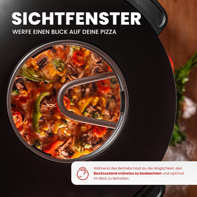 Pizzaofen Pizzamaker Elektrisch mit Pizza-Stein, Leistung 1200 WATT, bis zu 400°C, Steinofen Pizzama