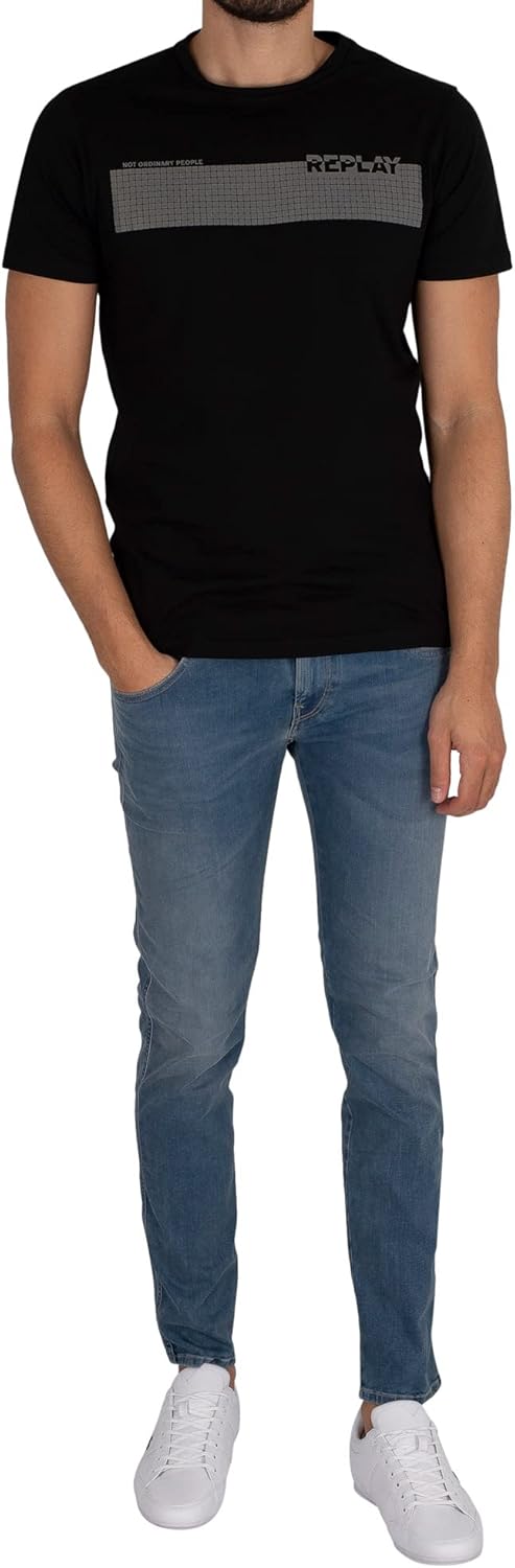 Replay Herren Jeans Anbass Slim-Fit mit Power Stretch 36W / 32L 94 Medium Blue, 36W / 32L 94 Medium