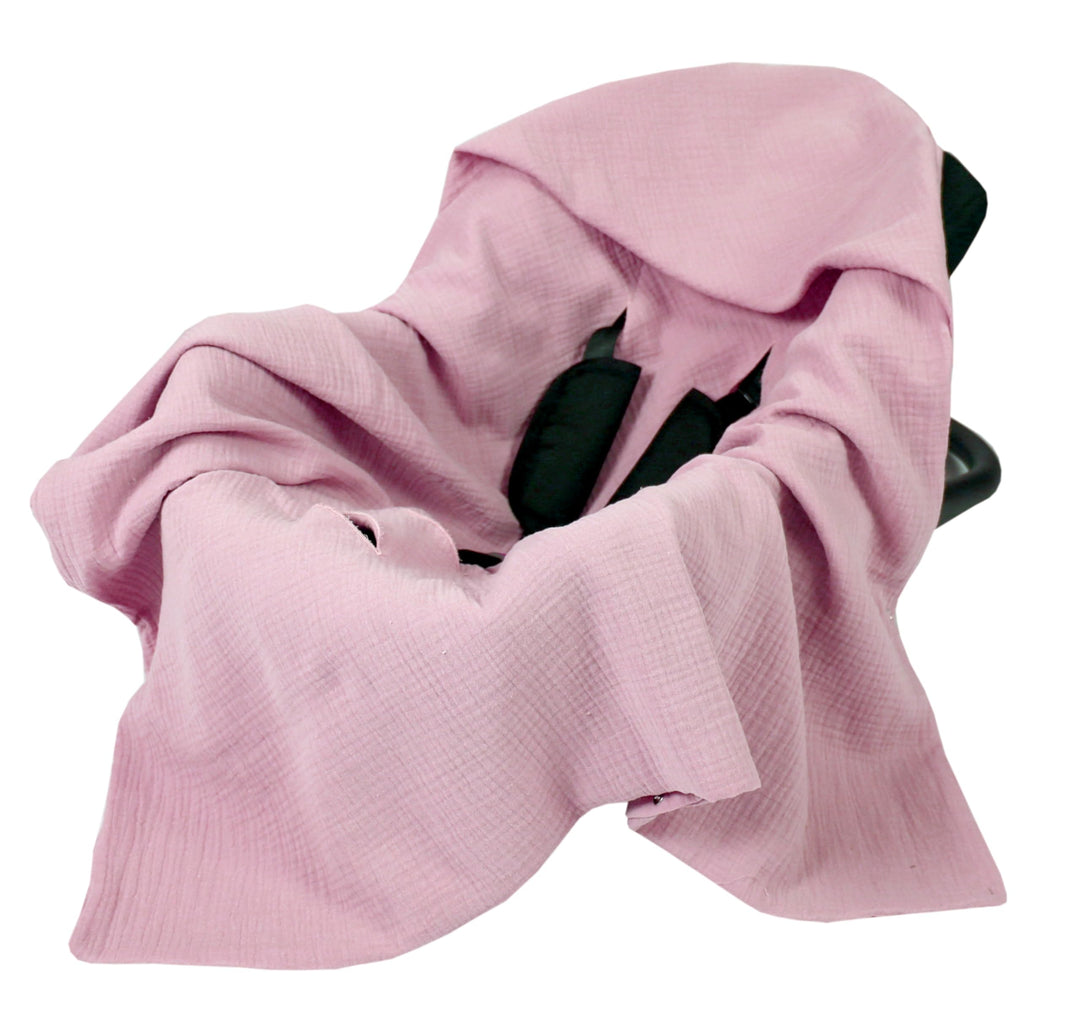 Babylux Musselin Einschlagdecke mit Kapuze – 90x90 cm – Sommer Babydecke für Autositz &amp; Babyschale –