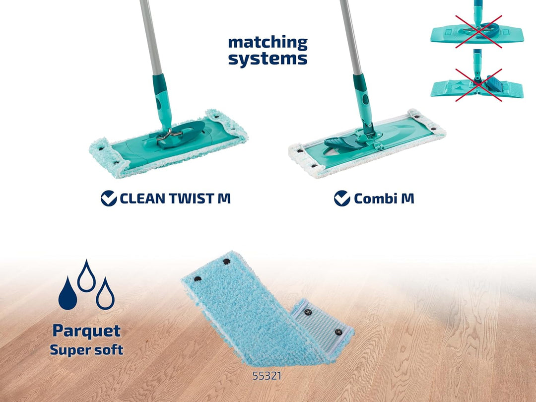 Leifheit Original 2er Set Wischbezug CLEAN Twist M super Soft 33 cm für Sensible Böden, mit Spezialf