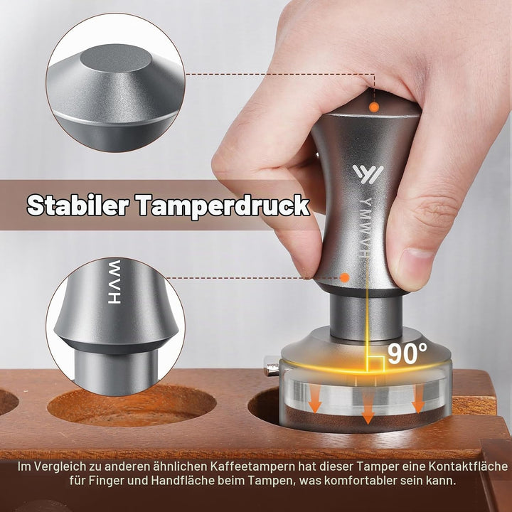 Espresso Tamper 58,3mm, YMWVH Kaffee Tampers Kaffeestampfer mit Doppelfeder Auto-Rücksprung, 30lb Ko