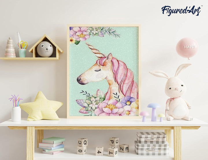 Figured'Art Diamond Painting Erwachsene 40x50cm Ganze Leinwand gerollt Einhorn 5D Bilder Eckige Stei