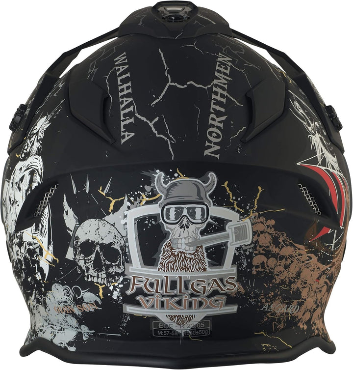 Broken Head Fullgas Viking VX2 Motocross-Helm - Enduro Cross-Helm mit Visier und Sonnenblende S (55-