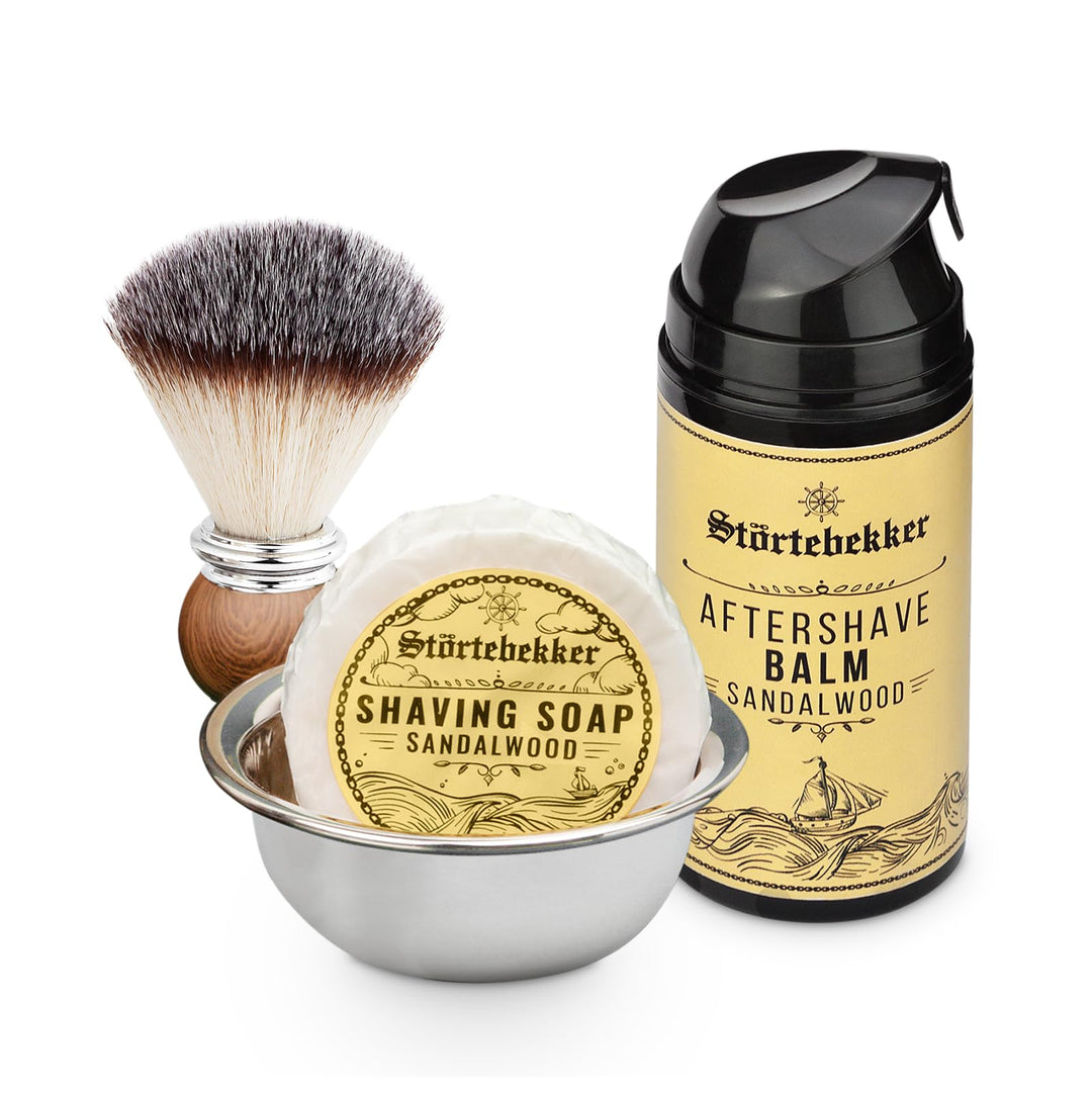 Störtebekker® Rasur Upgrade Set - Rasierpinsel, Rasierseife Sandelholz, Rasierschale und After Shave