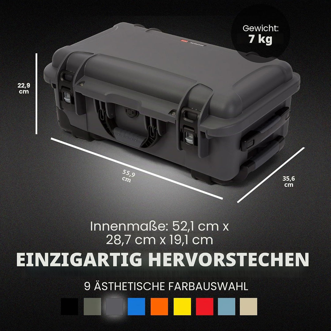 Nanuk 935-6007 wasserdichte Hartschale mit Deckel-Organizer und gepolsterter Trennwand, Graphit