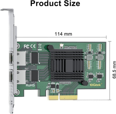 10Gtek® 1G 1000Mbps Gigabit Ethernet Converged Network Adapter (NIC) mit Intel I350AM2 Controller |