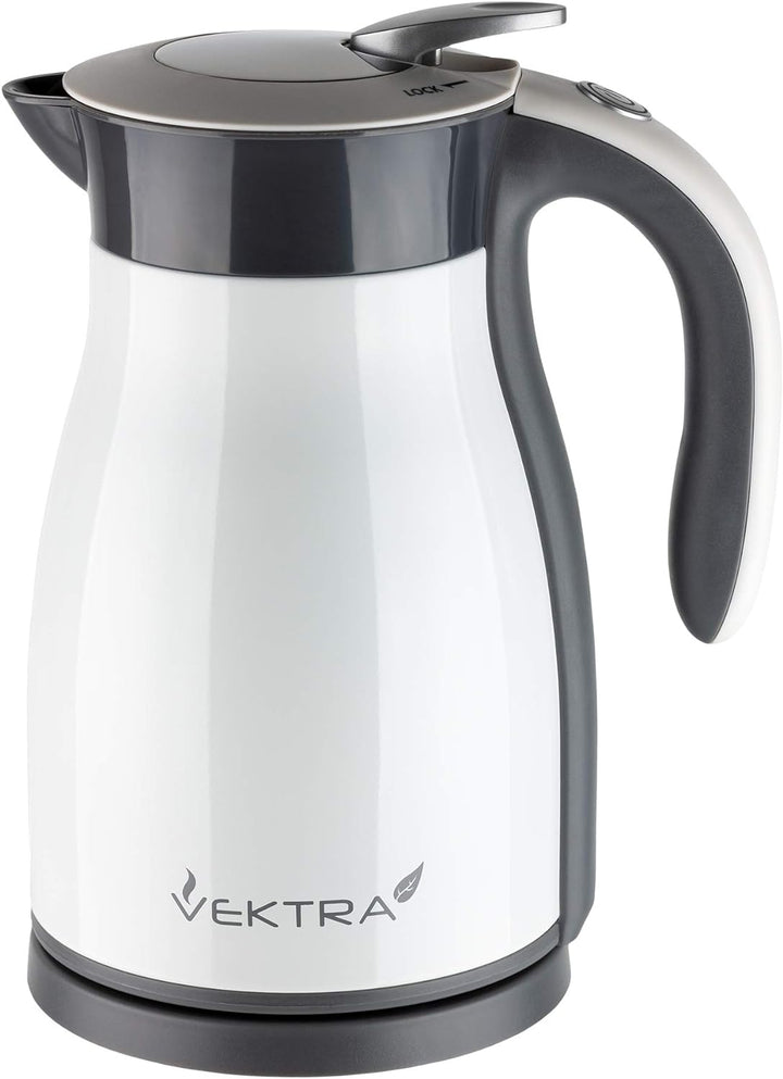 Vektra VEK-1701W Vakuumisolierter Wasserkocher 1,7 L Edelstahl Doppelwandig EU-Stecker, Thermoskanne