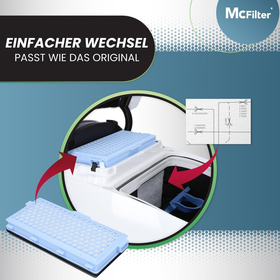 McFilter | 3 HEPA Filter + 3 Motorfilter geeignet für Miele Staubsauger GN Serie S4 S5 S6 S8, Comple