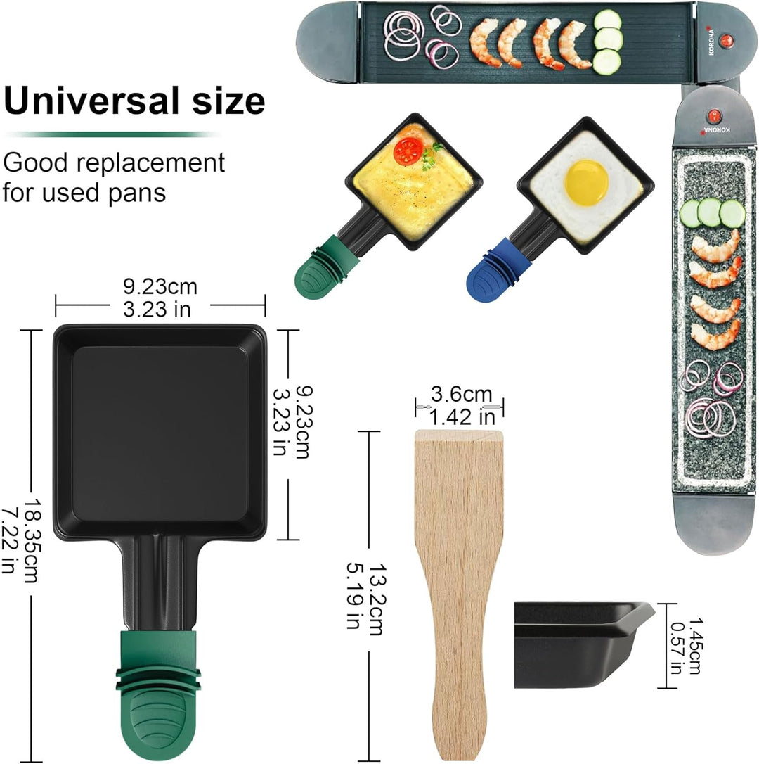 ipow 8 Stück Raclette Pfännchen Ersatz Mini Pfännchen Antihaftbeschichtet viereckig für Raclette mit
