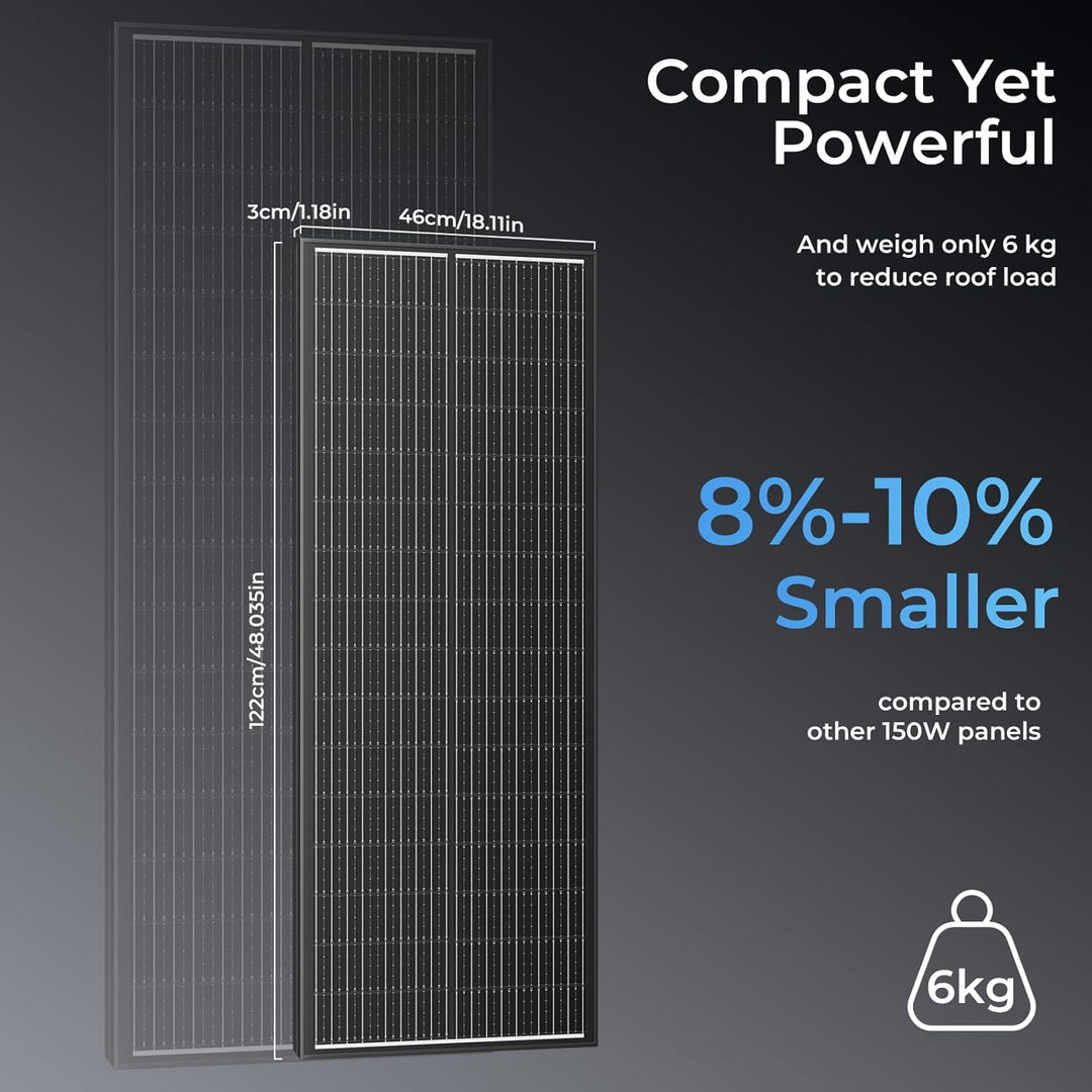 150W 12V Monokristallines Solarpanel, 150W Solarmodul Ideal zum Aufladen von 12V Batterien, für Wohn
