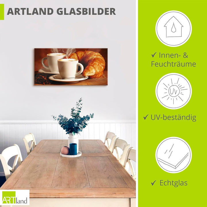 ARTland Glasbilder Wandbild Glas Bild einteilig 60x30 cm Querformat Kaffee Coffee Cafe Cappuccino Ka