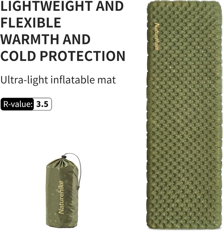 Naturehike 3,5R- Wert Camping Isomatte Ultralight 4 Jahreszeiten (-6℃) Selbstaufblasend mit aufblasb