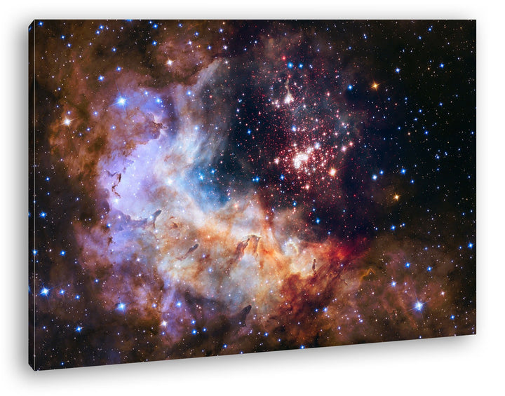 deyoli farbenprächtiger Sternencluster Format: 60x40 als Leinwandbild, Motiv fertig gerahmt auf Echt