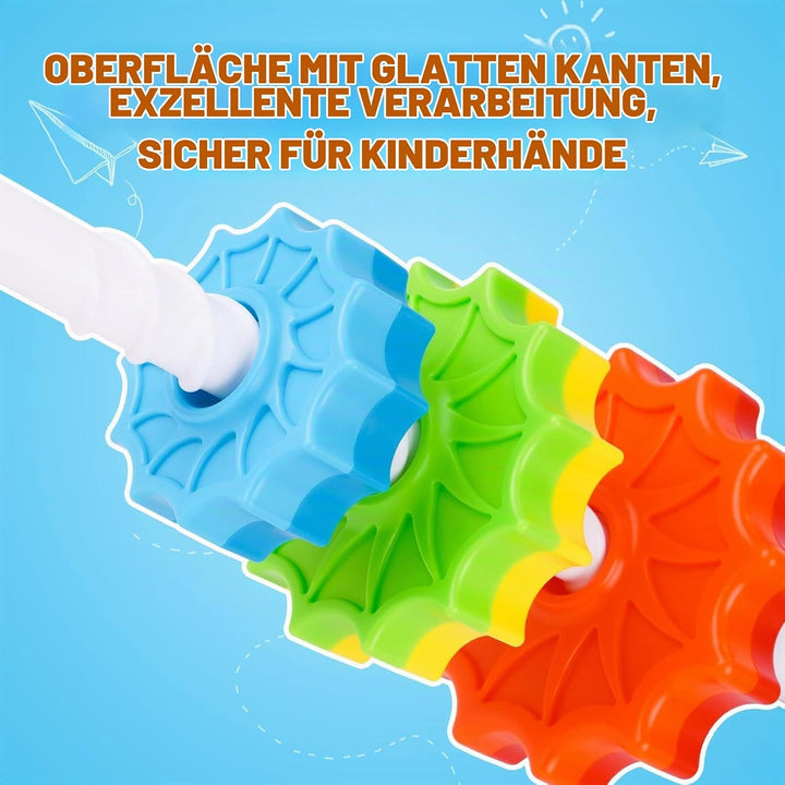 41cm Stapelturm mit Drehfunktion, Regenbogen-Stapelringe Spielzeug für Kinder, Zweifarbige drehende