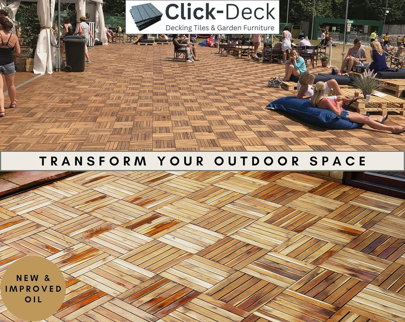 The Famous Click-Deck Hartholz-Terrassenfliesen, Terrasse, Balkon, Dach, Whirlpool, Fliesenboden (18