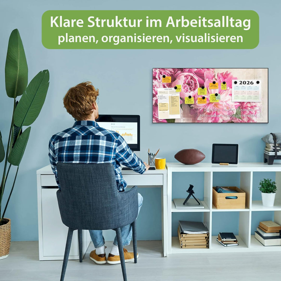 banjado Magnettafel schwarz 78 x 37cm / Magnetwand Metall/Magnetpinnwand als Memoboard/Pinnwand Magn