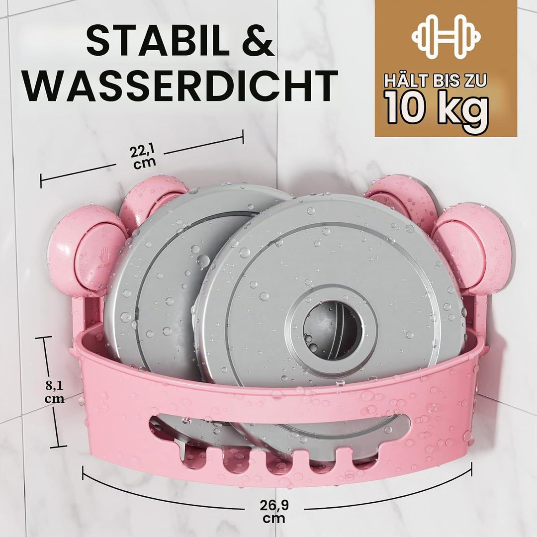 LEVERLOC Duschablage Saugnapf 2 Stück Badregal Duschkorb ohne Bohren Max Hold 10 KG Bad Duschablage