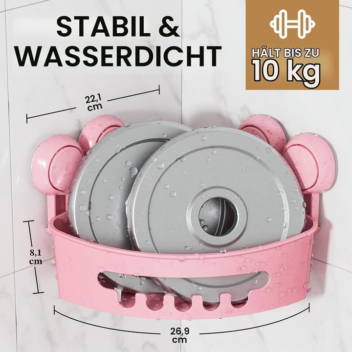LEVERLOC Duschablage Saugnapf 2 Stück Badregal Duschkorb ohne Bohren Max Hold 10 KG Bad Duschablage