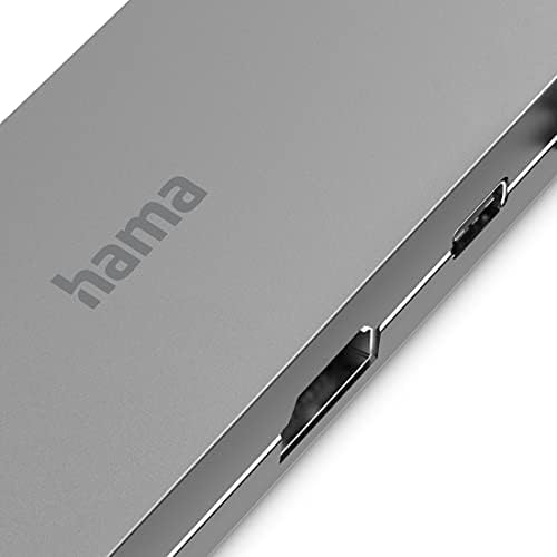 Hama USB C Hub 5 Ports (Multiport Adapter 1x HDMI 4K Ultra HD, 1x LAN Gigabit Ethernet, 2x USB-A, 1x
