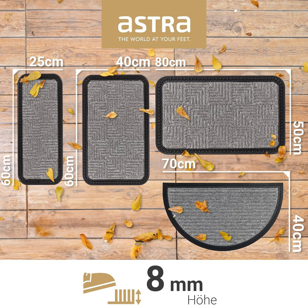 Astra Fussmatte Aussen & Innen - 2er Set 50x80 cm Silber Muster - Sauberlauf Türmatte rutschfest - S