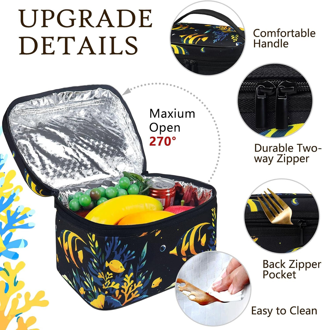 Kühltasche Klein Leicht Lunch Tasche Isoliertasche zur Arbeit Schule Faltbar Wasserdicht Lunchbag Re
