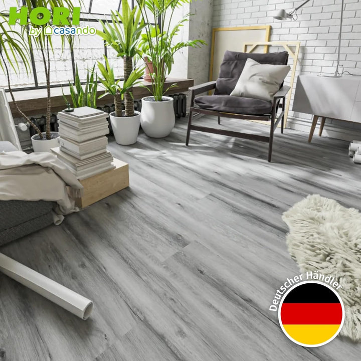 HORI Klick Hart Vinylboden aus hochwertigem SPC ohne PVC, Marone, rustikale Landhausdiele, 1,71 m²,